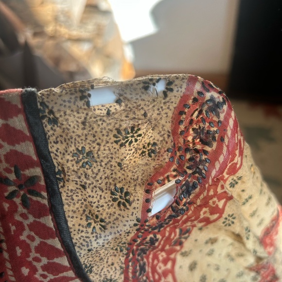 Vintage 60s/70s Indian Cotton Gauze Blockprint Midi Boho Hippie Dress Size L - Picture 12 of 16